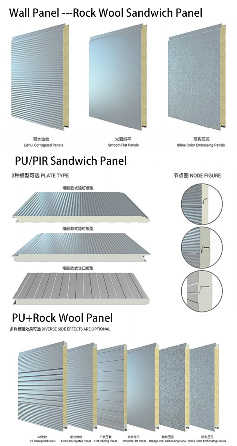 30/40/50mm/75mm/100mm/150mm Fireproof Insulated Soudproof EPS/PU/PIR/PUR/Polyurethane/Rock Wool Sandwich Panels for Roof and Wall Panel with ISO/CE/FM Approved