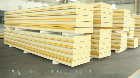 Painéis sanduíche laminados isolados PIR/PU/PUR de poliuretano de alta densidade para telhado/parede